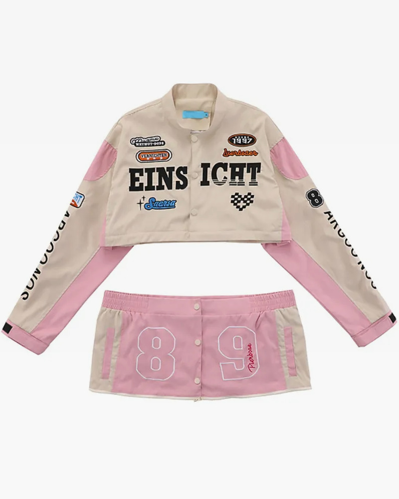 Pink Racing Jacket - Y2K Summer Grunge, 90S Retro, Y2K Club & Party Outfits, Y2K Fashion