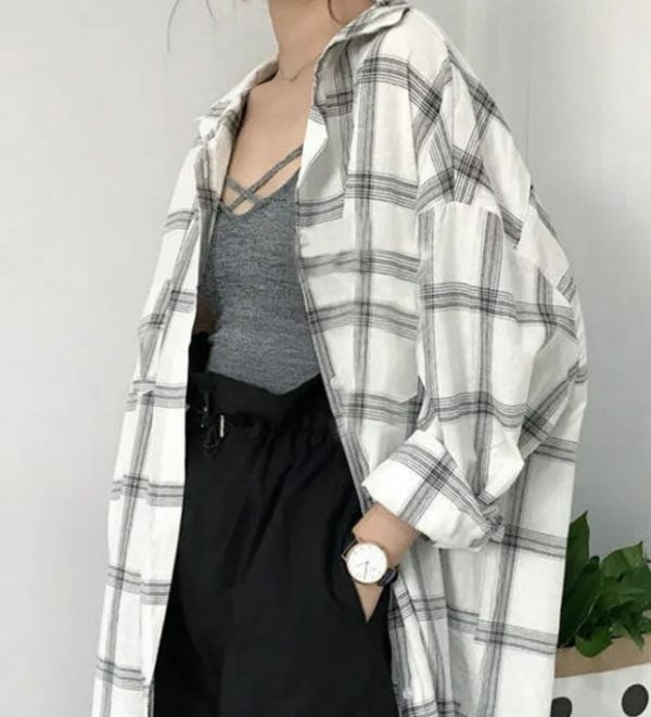 Raelynn Women Plaid Long Sleeve - Y2K Grunge 90S Fashion, Retro Summer Outfits, Y2K Club Style