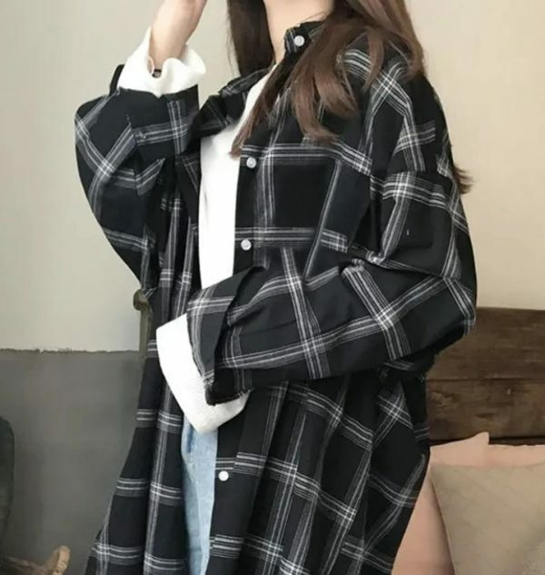 Raelynn Women Plaid Long Sleeve - Y2K Grunge 90S Fashion, Retro Summer Outfits, Y2K Club Style