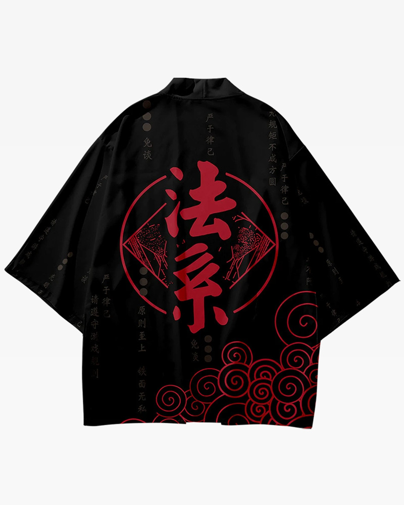 Red And Black Haori - Y2K Grunge, 90S Fashion, Retro Style, Gothic Y2K, Summer Y2K Out