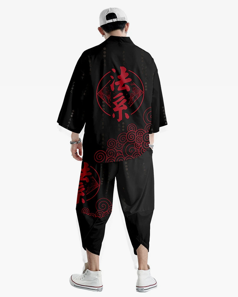 Red And Black Haori - Y2K Grunge, 90S Fashion, Retro Style, Gothic Y2K, Summer Y2K Out