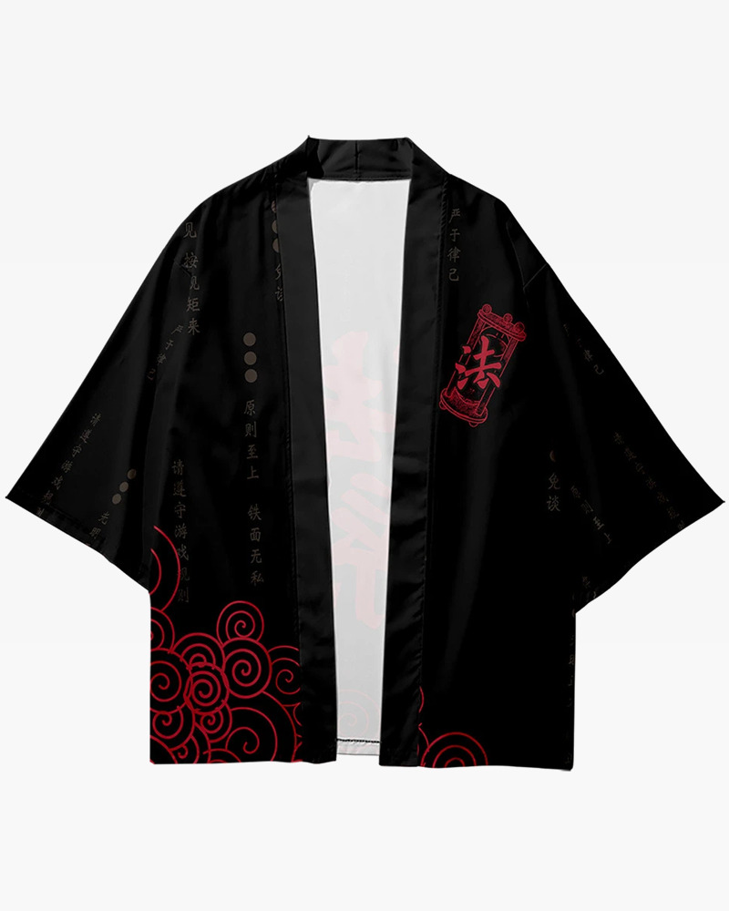 Red And Black Haori - Y2K Grunge, 90S Fashion, Retro Style, Gothic Y2K, Summer Y2K Out