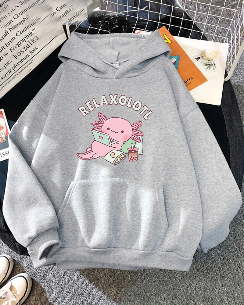 Relaxolotl Hoodie - Y2K Summer Grunge, 90S Retro, Pastel Goth, And Popstar Fashion For Women