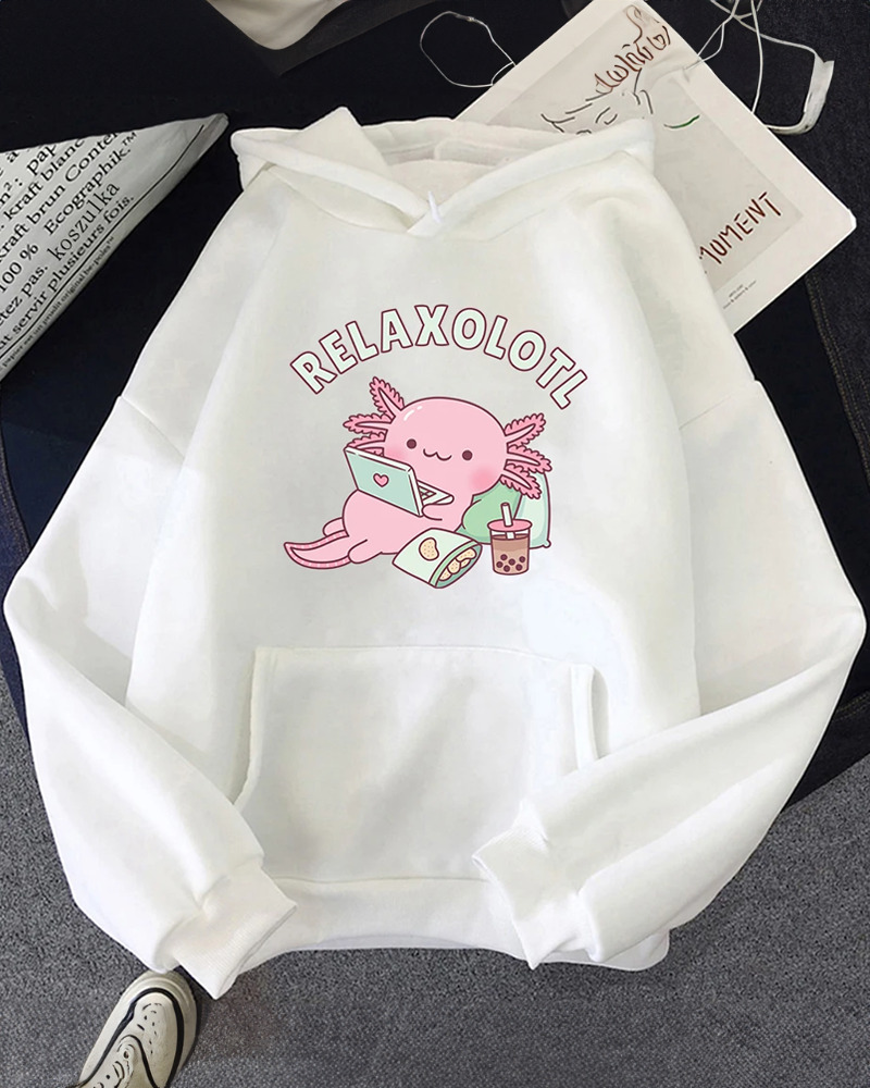 Relaxolotl Hoodie - Y2K Summer Grunge, 90S Retro, Pastel Goth, And Popstar Fashion For Women