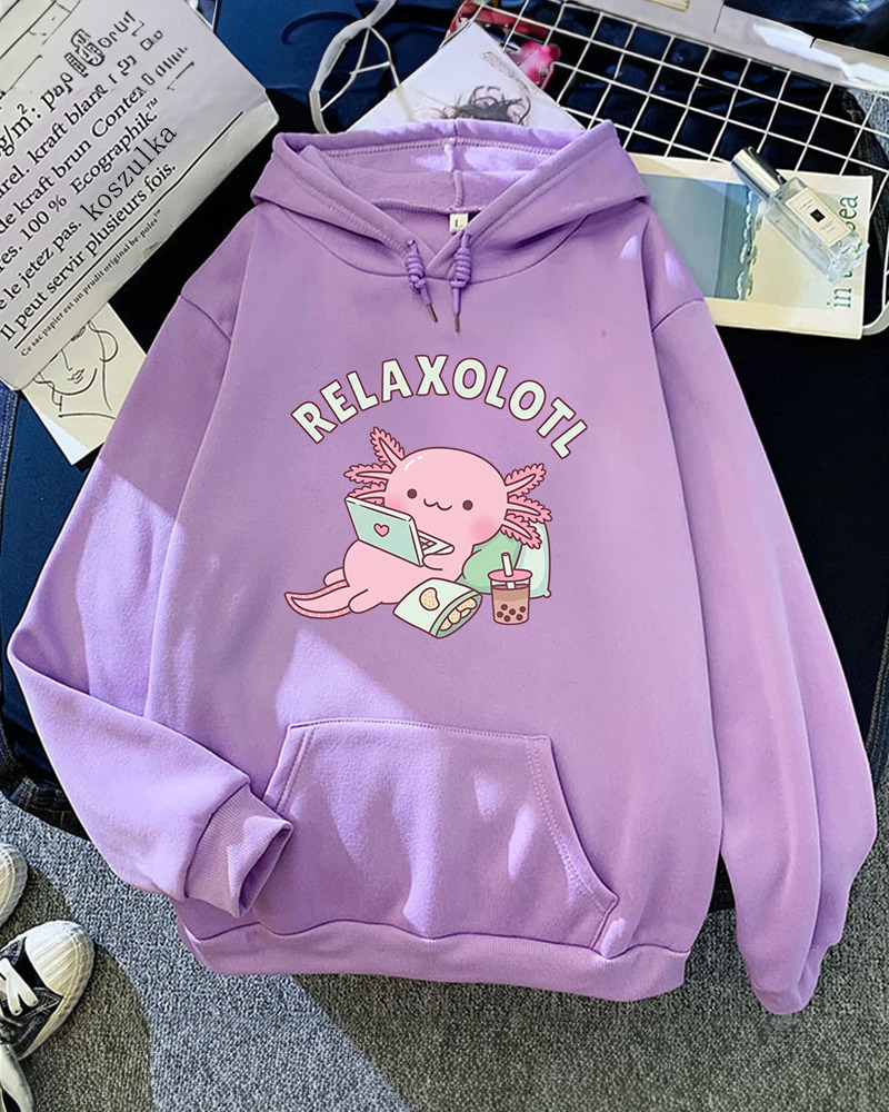 Relaxolotl Hoodie - Y2K Summer Grunge, 90S Retro, Pastel Goth, And Popstar Fashion For Women