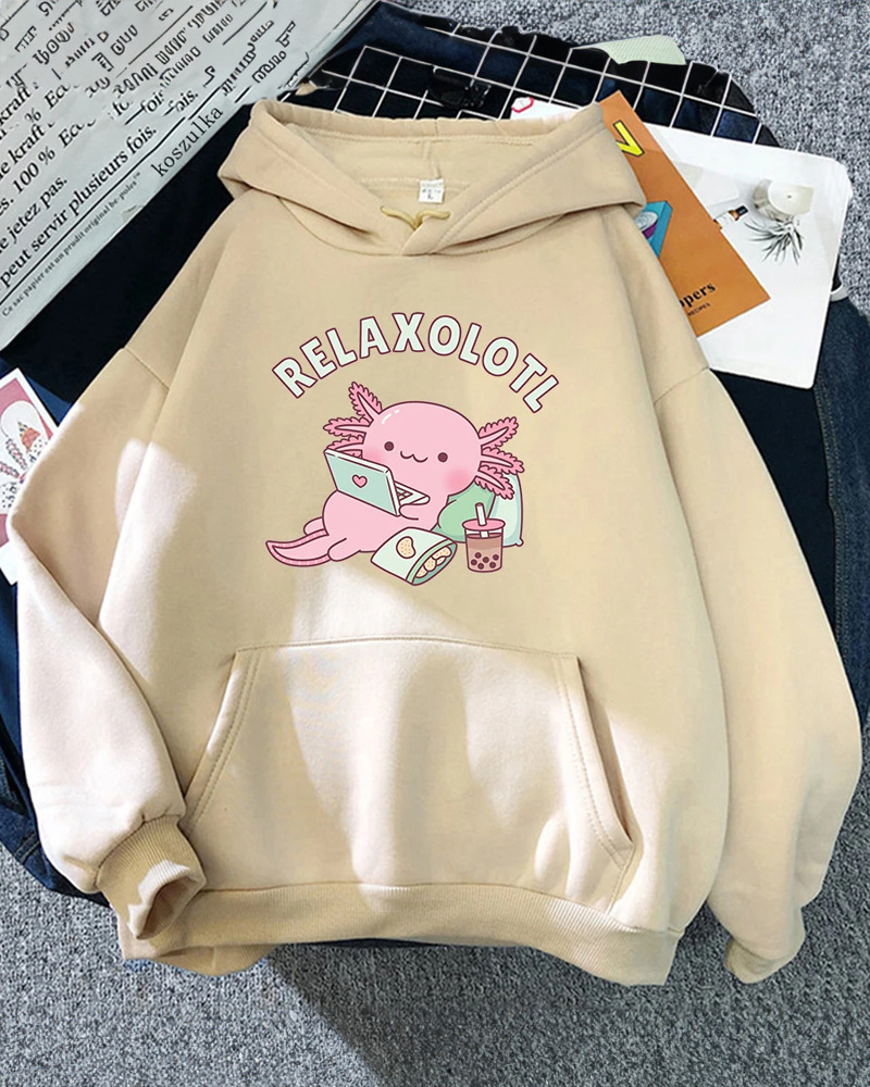 Relaxolotl Hoodie - Y2K Summer Grunge, 90S Retro, Pastel Goth, And Popstar Fashion For Women