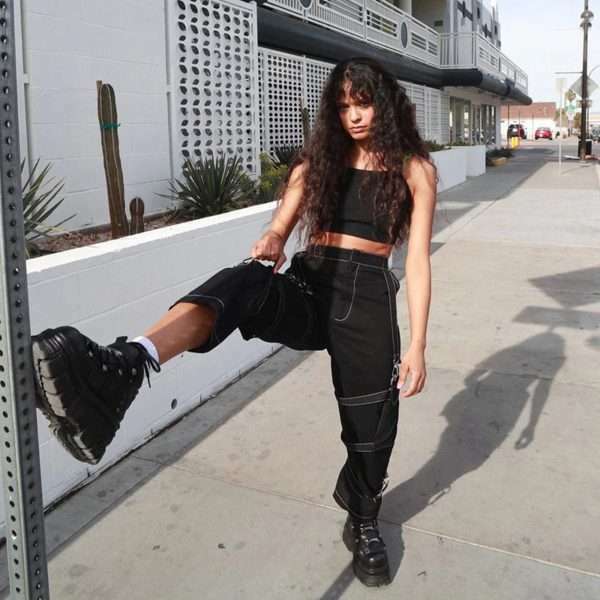 Rockmore High Waist Black Cargo Pants - Y2K Grunge, 90S Fashion, Retro Style, Y2K Summer Outfits