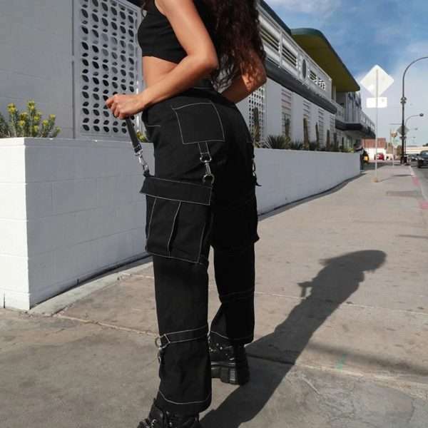 Rockmore High Waist Black Cargo Pants - Y2K Grunge, 90S Fashion, Retro Style, Y2K Summer Outfits