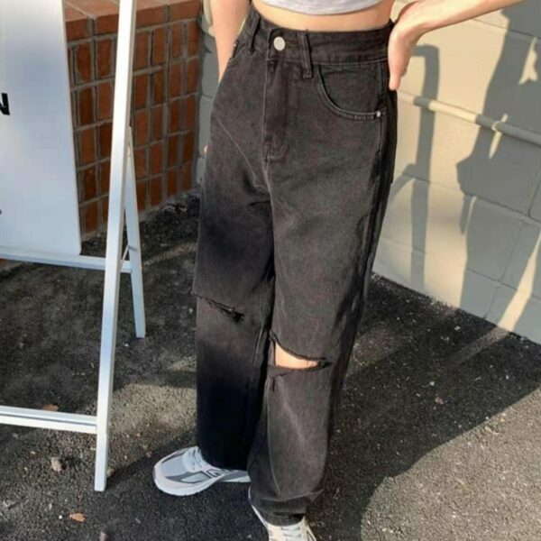 Ruby Grunge Ripped Jeans - Y2K Summer, 90S Fashion, Retro Style, Gothic Y2K, Y2K Club Out