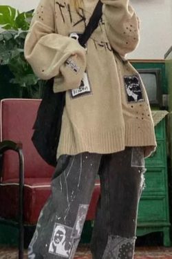 Sadie Baggy Patchwork Jeans - Y2K Grunge, 90S Retro, Summer Outfits, Y2K Fashion Essentials