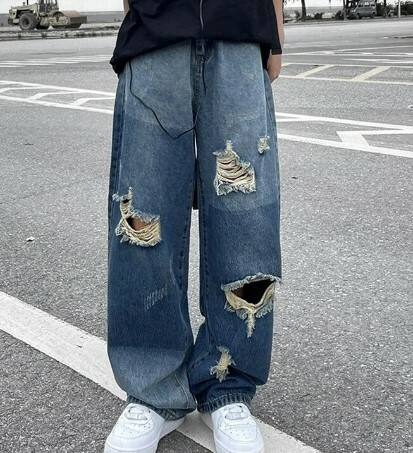 Sara Grunge Distressed Ripped Jeans - Y2K Summer, 90S Fashion, Retro Goth, Y2K Club Outfits