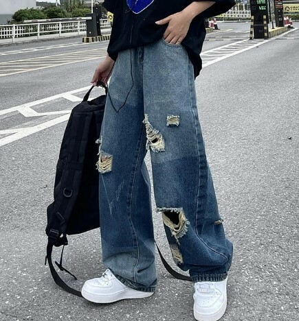 Sara Grunge Distressed Ripped Jeans - Y2K Summer, 90S Fashion, Retro Goth, Y2K Club Outfits