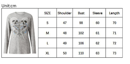 Scarlett Gray Long Sleeve Skull Cross Top - Y2K Grunge, 90S Fashion, Retro Goth Outfit