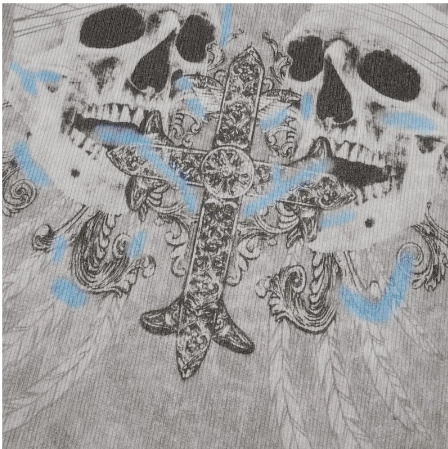 Scarlett Gray Long Sleeve Skull Cross Top - Y2K Grunge, 90S Fashion, Retro Goth Outfit