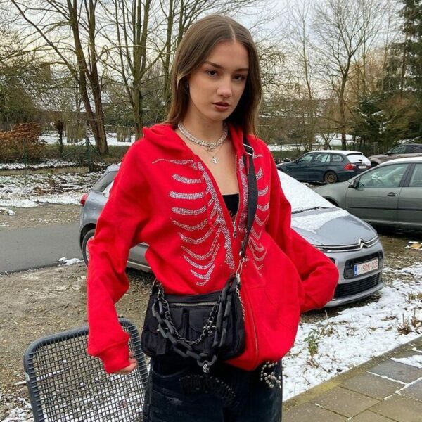 Selma Skeleton Hoodie - Y2K Grunge, 90S Fashion, Retro Goth, Summer & Party Outfits