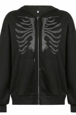 Selma Skeleton Hoodie - Y2K Grunge, 90S Fashion, Retro Goth, Summer & Party Outfits