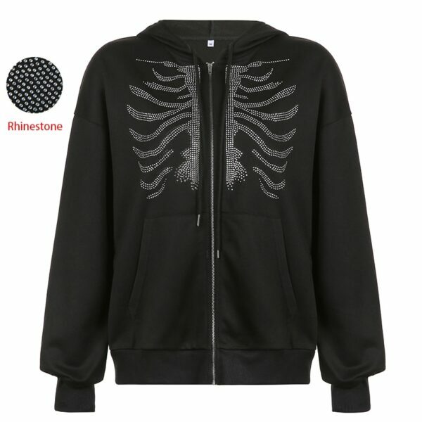 Selma Skeleton Hoodie - Y2K Grunge, 90S Fashion, Retro Goth, Summer & Party Outfits