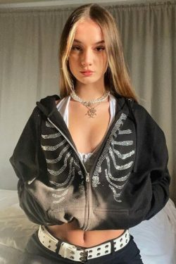 Selma Skeleton Hoodie - Y2K Grunge, 90S Fashion, Retro Goth, Summer & Party Outfits