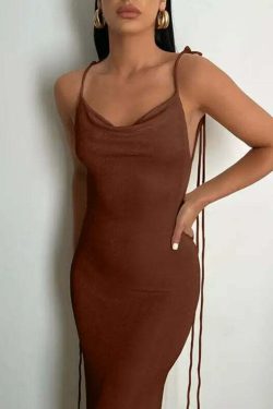 Sexy Y2K Halter Backless Bodycon Maxi Dress - Summer Grunge, 90S Party, Club & Baddie Outfit