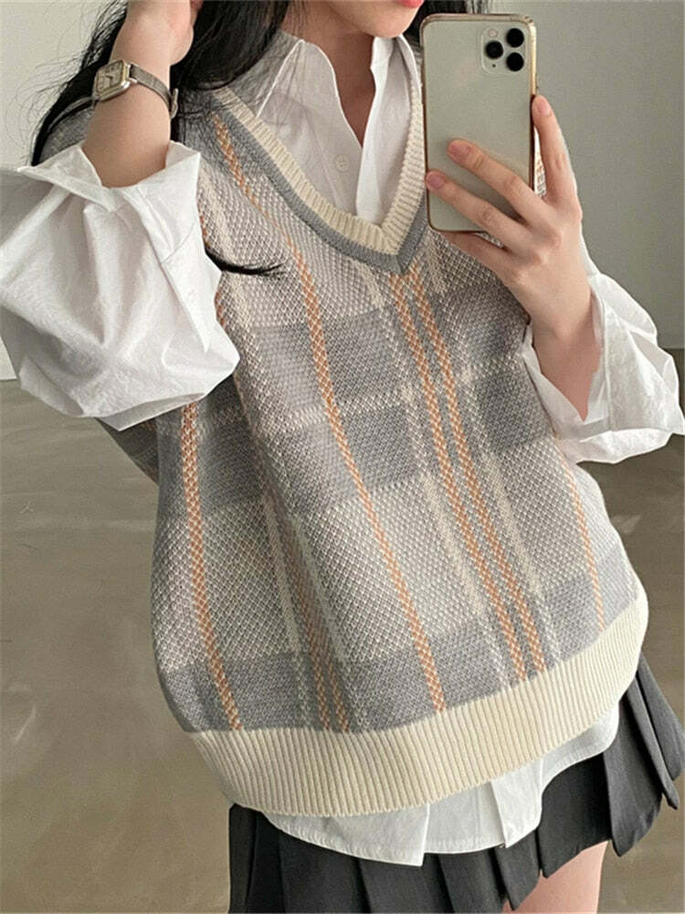 Solene Knitted Vest - Y2K Summer Grunge, 90S Retro Style, Y2K Club & Party Outfits