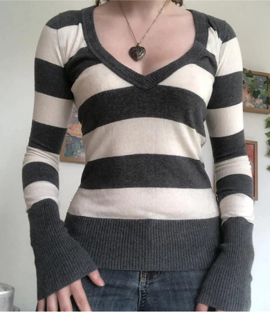 Sophia Striped Long Sleeve Top - Y2K Summer, 90S Fashion, Grunge, Retro, Pastel Goth Outfit