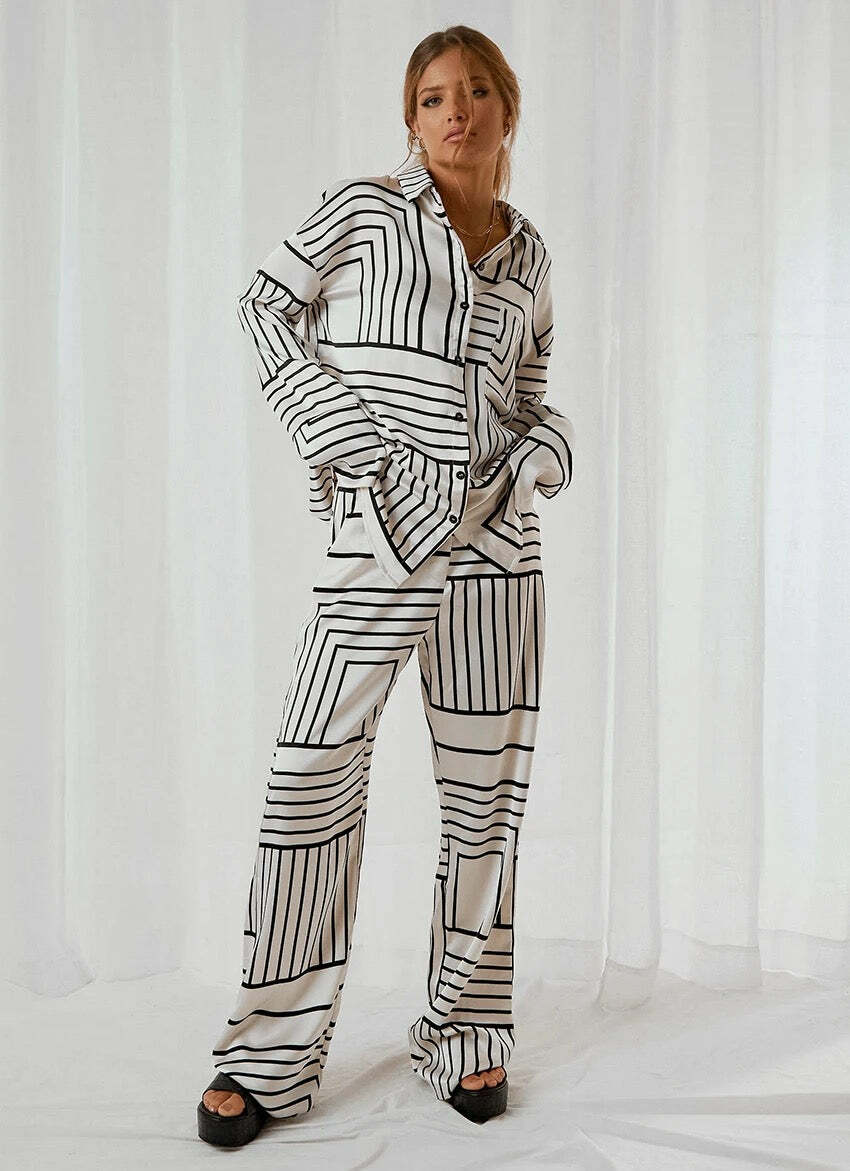 Tokyo Striped Set - Y2K Summer & 90S Fashion, Grunge Outfits, Retro Style, Y2K Club & Party