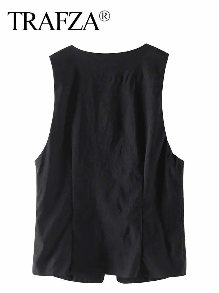 Trafza Y2K Lace Up Vest V Neck Sleeveless Top - Vintage 90S Grunge Summer Party Tank Tops