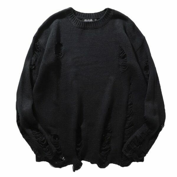 Una Distressed Sweater - Y2K Grunge, 90S Fashion, Retro Style, Summer Y2K Outfits, Gothic Y2