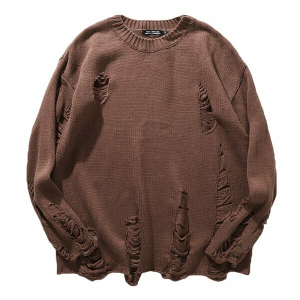 Una Distressed Sweater - Y2K Grunge, 90S Fashion, Retro Style, Summer Y2K Outfits, Gothic Y2