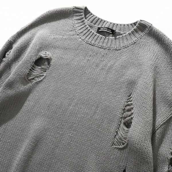 Una Distressed Sweater - Y2K Grunge, 90S Fashion, Retro Style, Summer Y2K Outfits, Gothic Y2