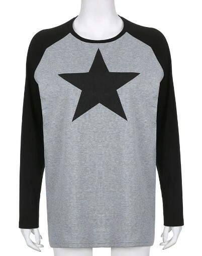 Valerie Long Sleeve Star Top - Y2K Summer, 90S Grunge, Retro, Pastel Goth, Y2K Party Outfit