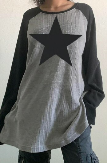 Valerie Long Sleeve Star Top - Y2K Summer, 90S Grunge, Retro, Pastel Goth, Y2K Party Outfit
