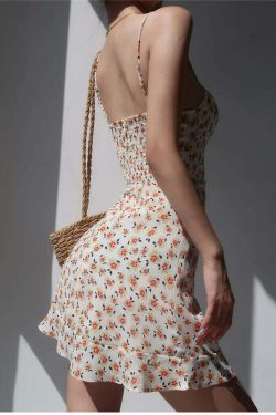 Vintage Flower Y2K Summer Dress - Sleeveless Mini Beach Outfit, Retro 90S Grunge Fashion