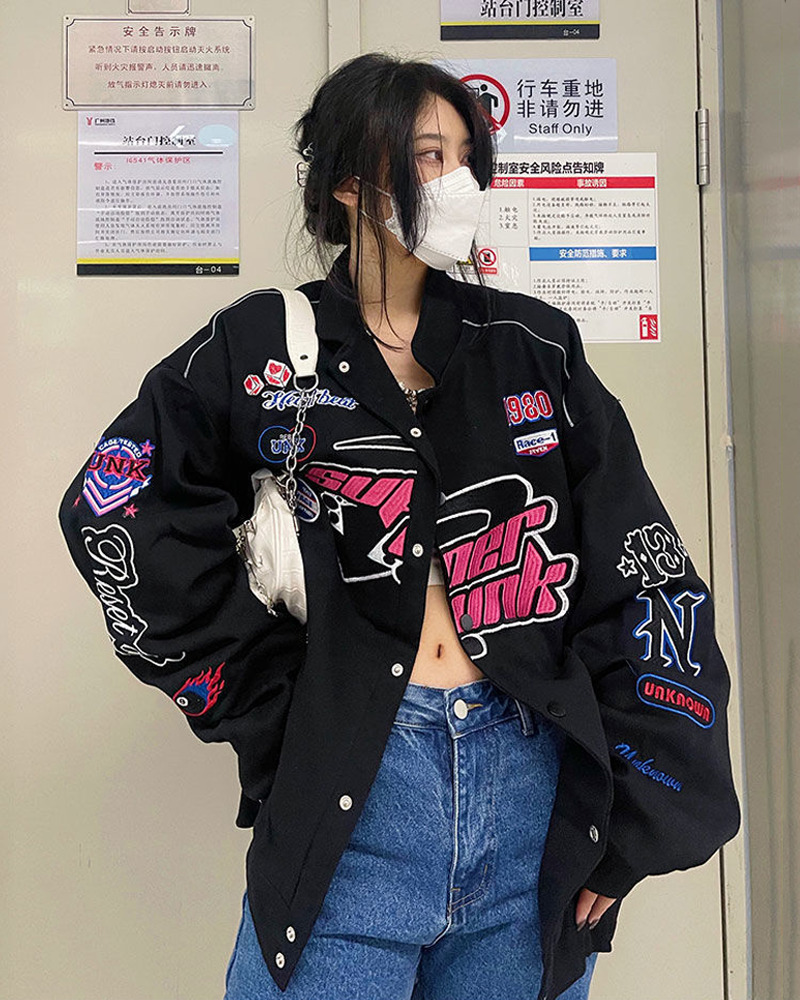 Vintage Racer Jacket - Y2K Summer, 90S Grunge, Retro Hip Hop, Pastel Goth, Y2K Party Outfit