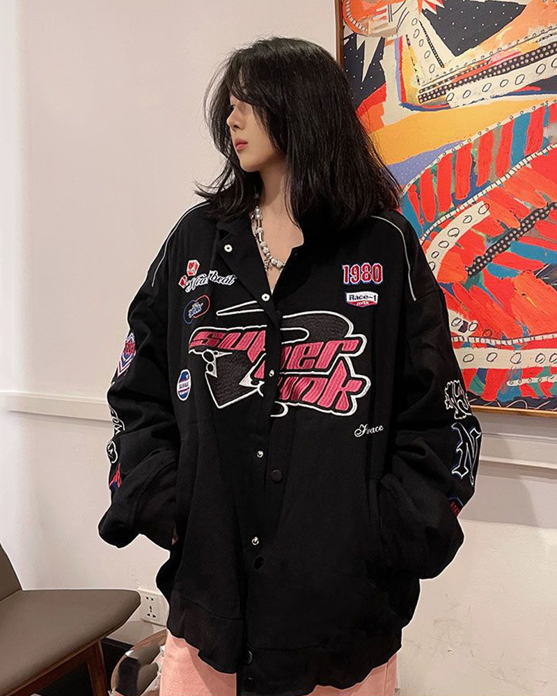 Vintage Racer Jacket - Y2K Summer, 90S Grunge, Retro Hip Hop, Pastel Goth, Y2K Party Outfit