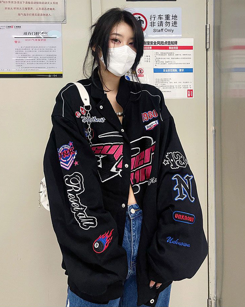 Vintage Racer Jacket - Y2K Summer, 90S Grunge, Retro Hip Hop, Pastel Goth, Y2K Party Outfit