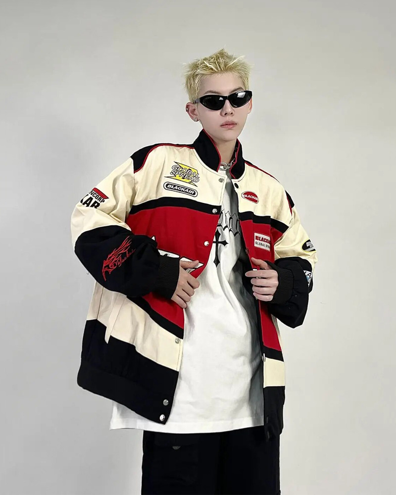 Vintage Racing Jacket - Y2K Summer, 90S Grunge, Retro Hip Hop, Pastel Goth, Y2K Party Outfit