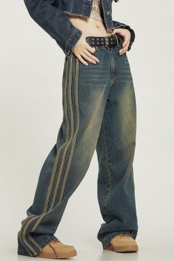 Vintage Wide Leg Jeans - Y2K Summer, 90S Grunge, Retro Hip Hop, Pastel Goth, Y2K Popstar Style