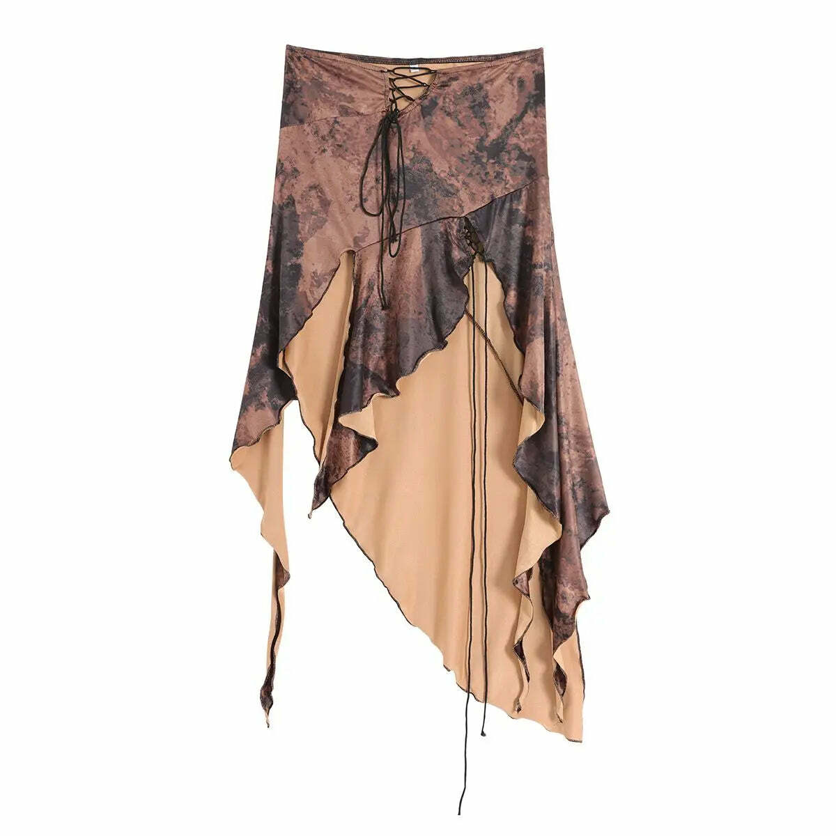 Vintage Y2K Grunge Irregular Ruffled Bandage Skirt - Retro 90S Summer Streetwear For Women