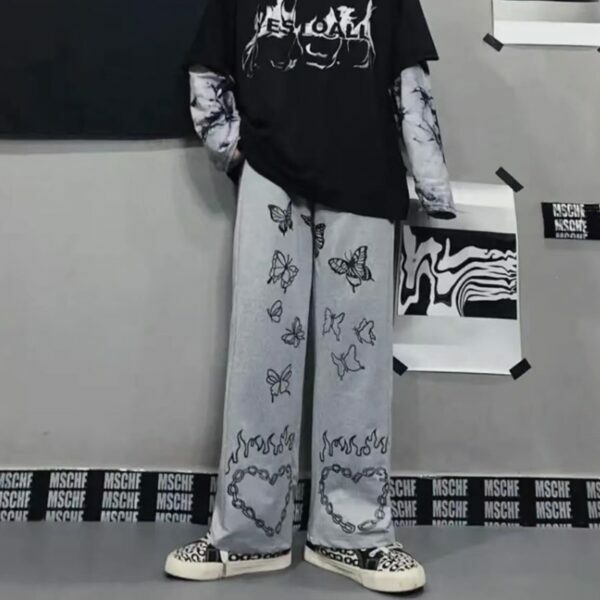 Violet Hell And Butterflies Pants - Y2K Summer Grunge Outfit, 90S Fashion, Retro Style, Y2K Fit