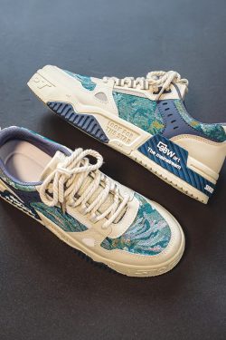 White And Blue Sneakers - Y2K Summer, 90S Grunge, Retro Hip Hop, Y2K Club, Pastel Goth Fashion