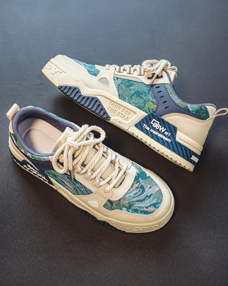 White And Blue Sneakers - Y2K Summer, 90S Grunge, Retro Hip Hop, Y2K Club, Pastel Goth Fashion