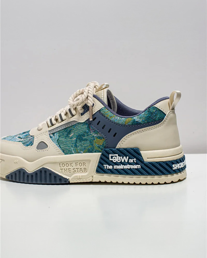 White And Blue Sneakers - Y2K Summer, 90S Grunge, Retro Hip Hop, Y2K Club, Pastel Goth Fashion