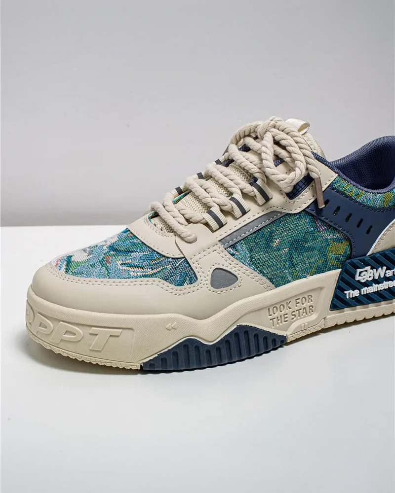 White And Blue Sneakers - Y2K Summer, 90S Grunge, Retro Hip Hop, Y2K Club, Pastel Goth Fashion