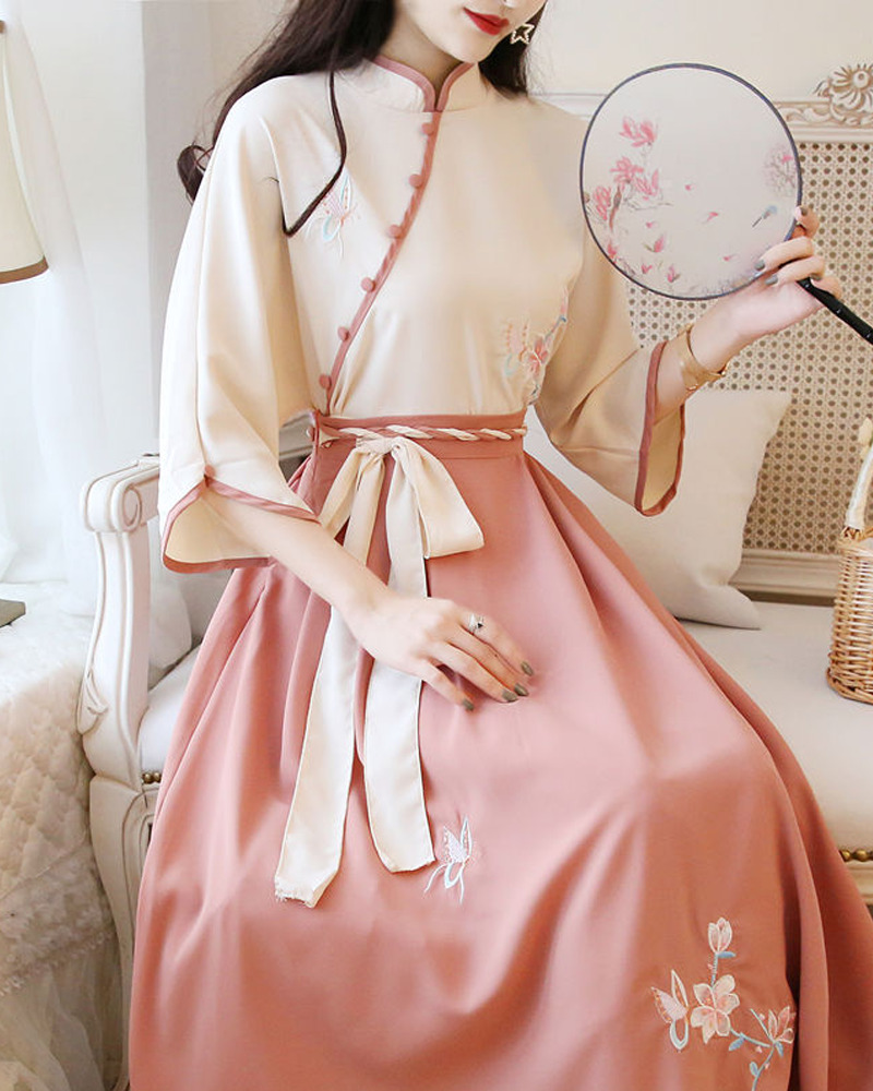White And Pink Kimono Set - Y2K Summer Outfit, 90S Fashion, Grunge, Retro Style, Pastel Goth