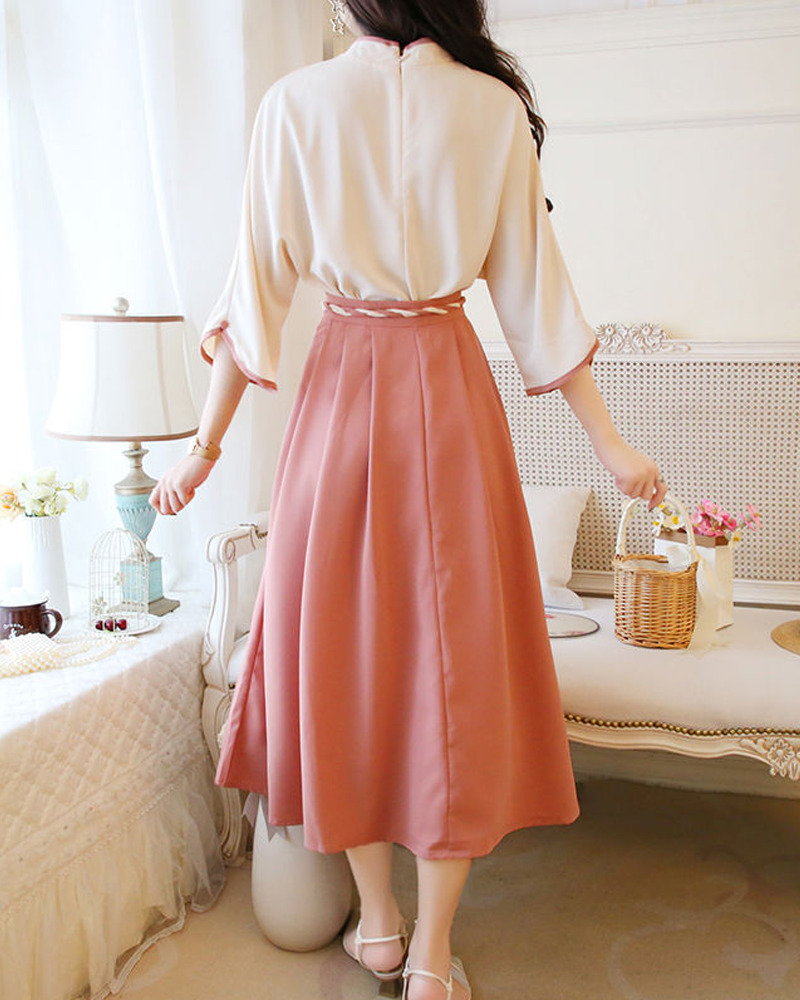 White And Pink Kimono Set - Y2K Summer Outfit, 90S Fashion, Grunge, Retro Style, Pastel Goth