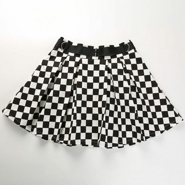 Y2K Black & White Check Skirt - 90S Grunge, Retro Summer Outfit, Y2K Party & Club Fashion