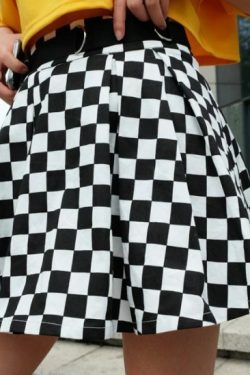 Y2K Black & White Check Skirt - 90S Grunge, Retro Summer Outfit, Y2K Party & Club Fashion