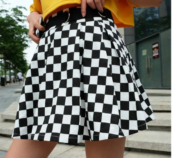 Y2K Black & White Check Skirt - 90S Grunge, Retro Summer Outfit, Y2K Party & Club Fashion