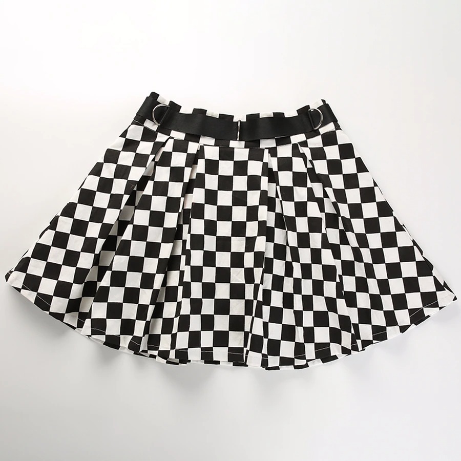Y2K Black & White Check Skirt - 90S Grunge, Retro Summer Outfit, Y2K Party & Club Fashion